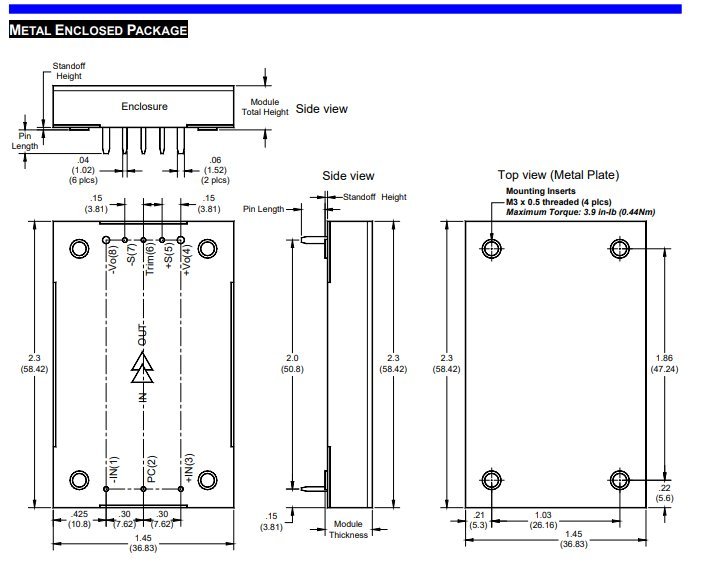 CBQ Series Mechanical Drawing — Package Dimensions and Pin Connections